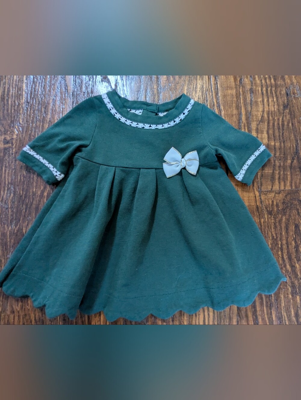 Classic Green Bow-Accent Kids Dress 18 M
